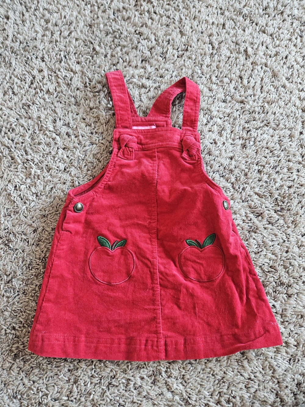 Isaac Mizrahi Red Corduroy Apple Pinafore